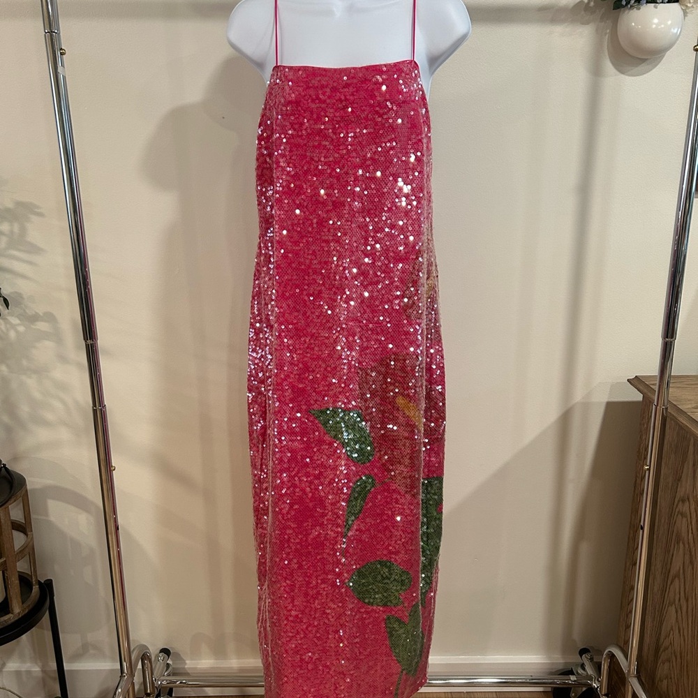 FARM Rio Vibrant Pink Sequin Maxi Dress